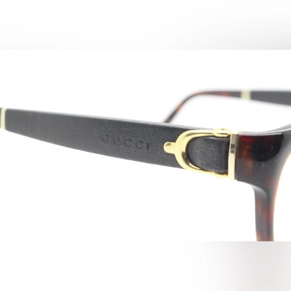 Gucci Full Rim Frame Glasses for Women Brown Tortoiseshell Frame & Leather Sides